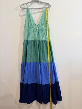 NWT Anthropologie Colorblock Tiered Maxi Dress XSP Petite Resort